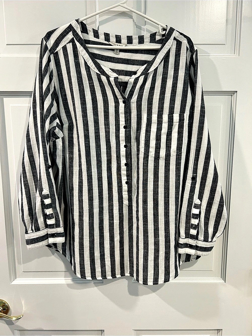 Lucky Brand Striped Tunic Black & White Size XL